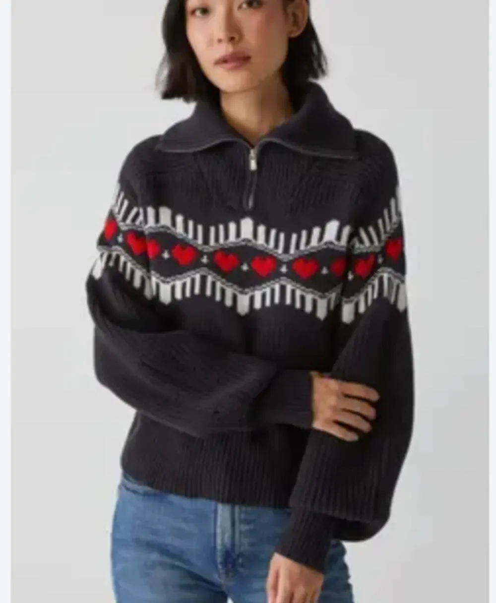 Michael Stars Anders Fair ISle Sweater Navy Blue Red White